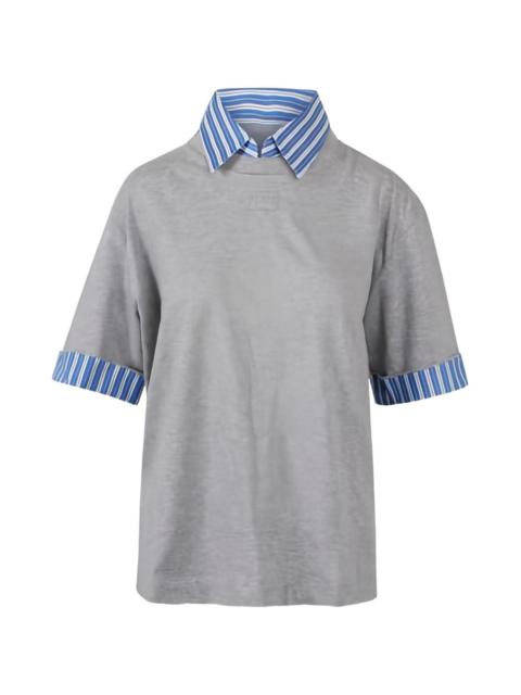 striped-collar T-shirt