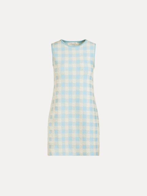 GINGHAM JACQUARD SHIFT DRESS