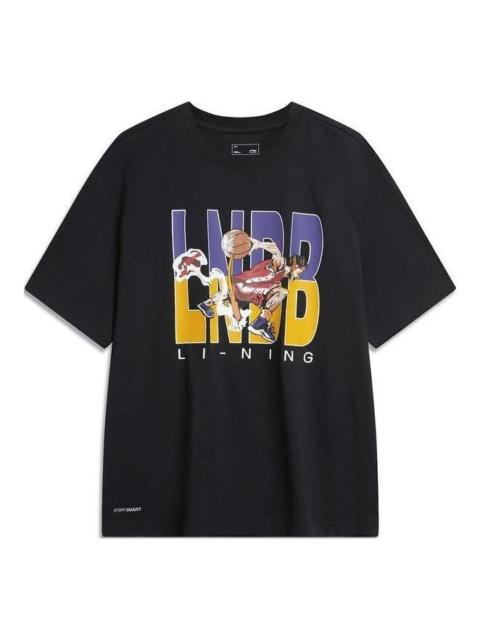 Li-Ning Hoops Comics Graphic T-shirt 'Black' AHSU675-1