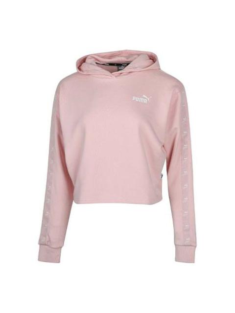 (WMNS) PUMA Amplified Cropped Tr Hoodie 'Pink White' 586592-15