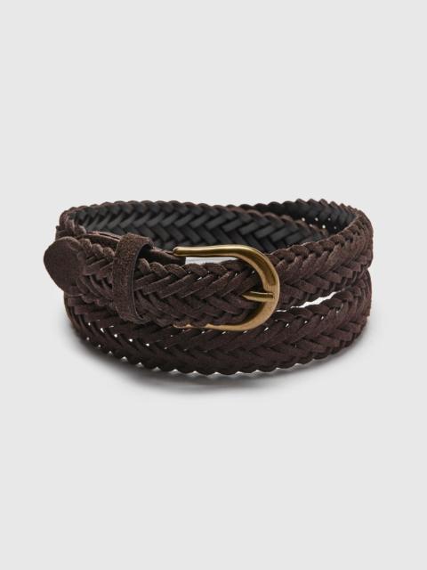 Suede Mesh Belt in Dark Brown