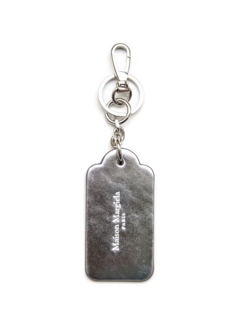 logo-embossed leather key ring