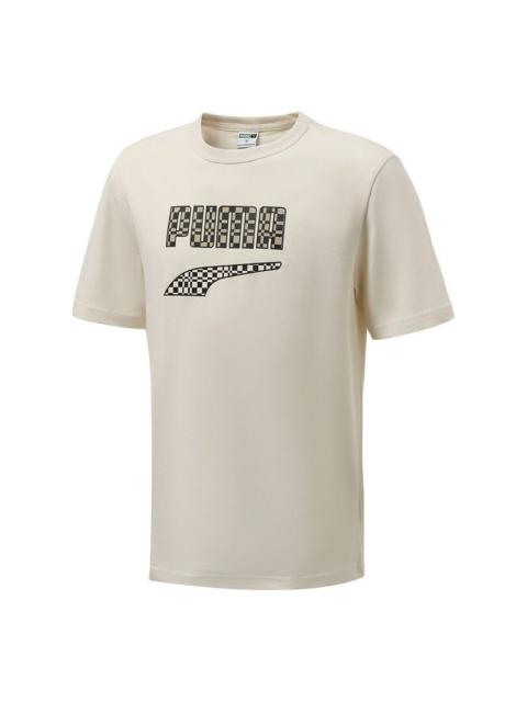 PUMA Funny Logo Printing Sports Round Neck Short Sleeve Creamy White 533042-73
