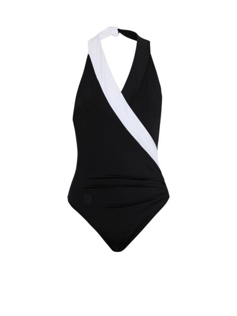 Two-tone one-piece swimsuit