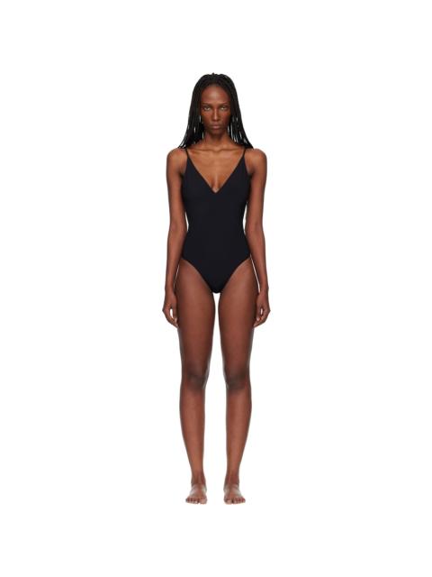 Black Temple Deep V Bather Swimsuit