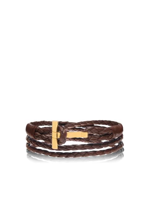 BRAIDED LEATHER T BRACELET