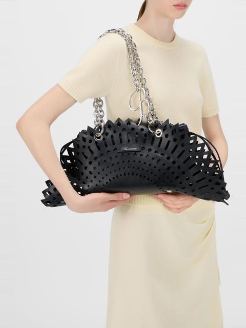 LASER-CUT LEATHER SHOULDER BAG