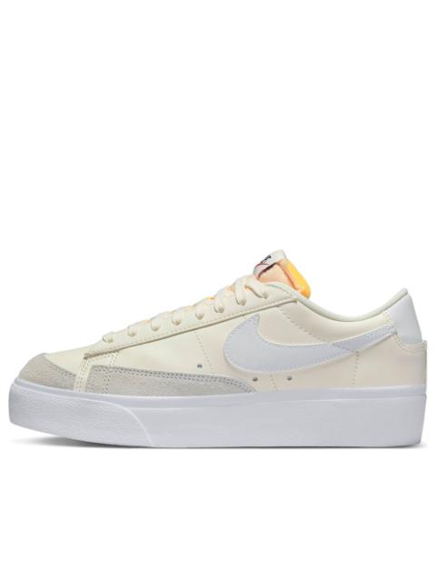 (WMNS) Nike Blazer Low Platform Classic Casual Skateboarding Shoes Yellow White DJ0292-108