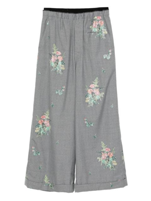 floral embroidered trousers