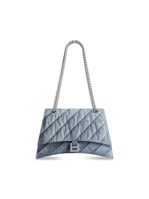 Women's Crush Medium Chain Bag Quilted In Denim in Blue