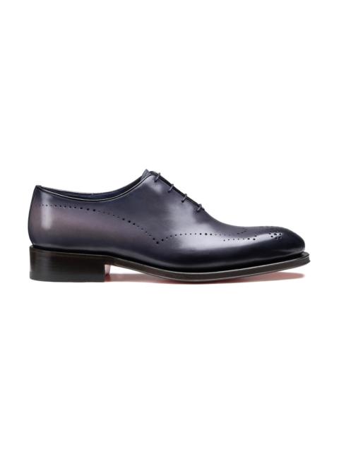 Men's blue leather Oxford brogue lace-up