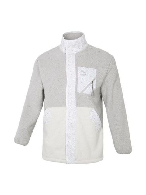 PUMA Unisex Paisley Imitation Lamb Wool Stand-up Collar Jacket Grey 534984-09