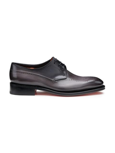 Men's grey leather Derby brogue lace-up