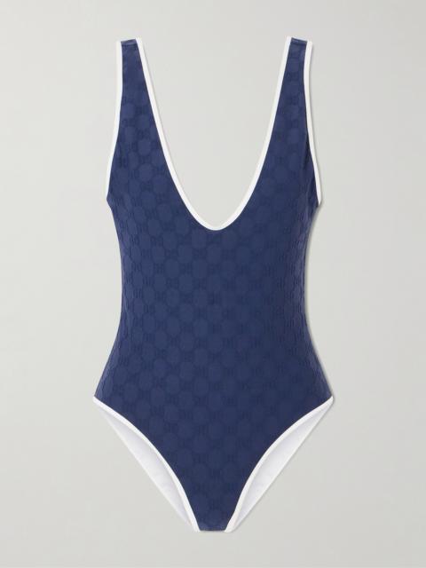 Piped Terry-jacquard Swimsuit