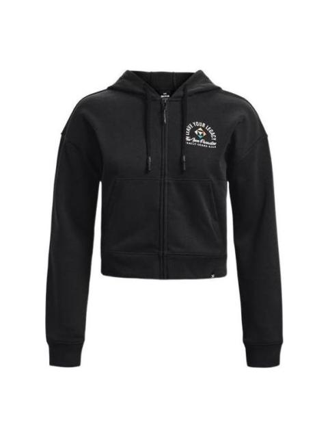 (WMNS) Under Armour Project Rock Heavyweight Terry Family Full-Zip Jacket 'Black' 1379002-001