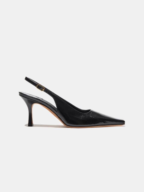 ELANA HEEL IN BLACK EMBOSSED EEL