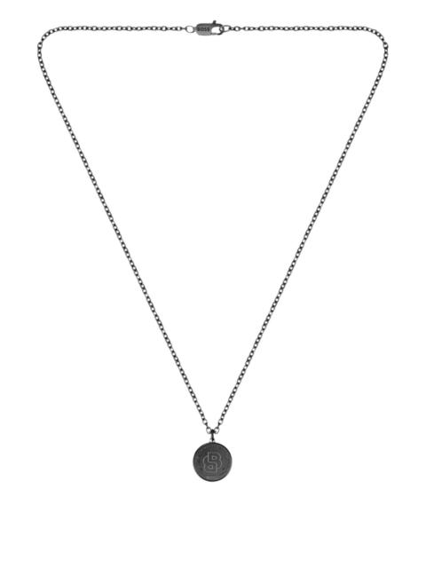 BLACK-PLATED NECKLACE WITH DOUBLE B MONOGRAM MEDALLION