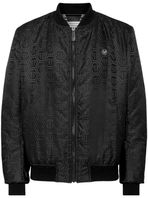 monogram-jacquard bomber jacket