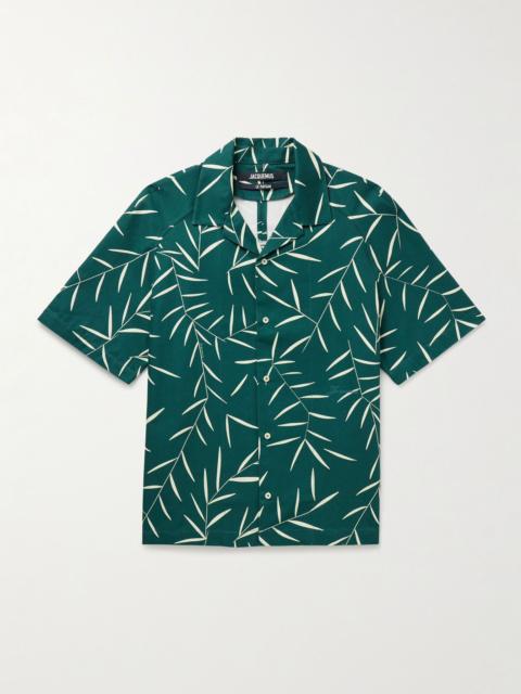 Fonccio Camp-Collar Printed Cotton-Twill Shirt Green