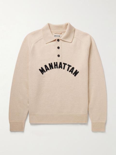 Manhattan Appliquéd Wool Polo Shirt Neutral