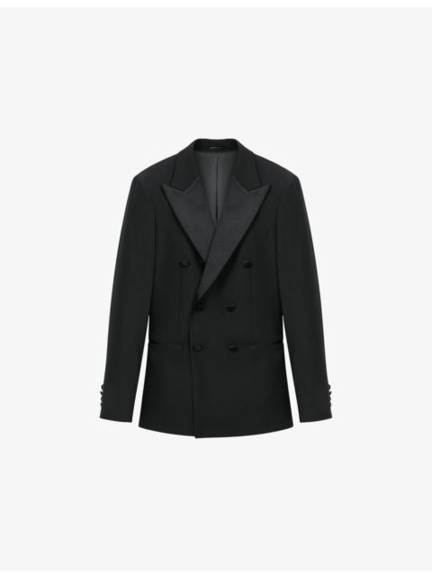 Poker double-breasted stretch wool-blend jacket