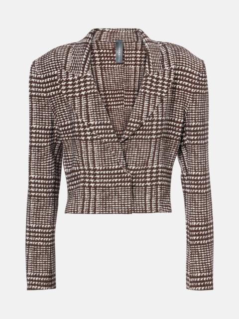 Houndstooth cropped blazer