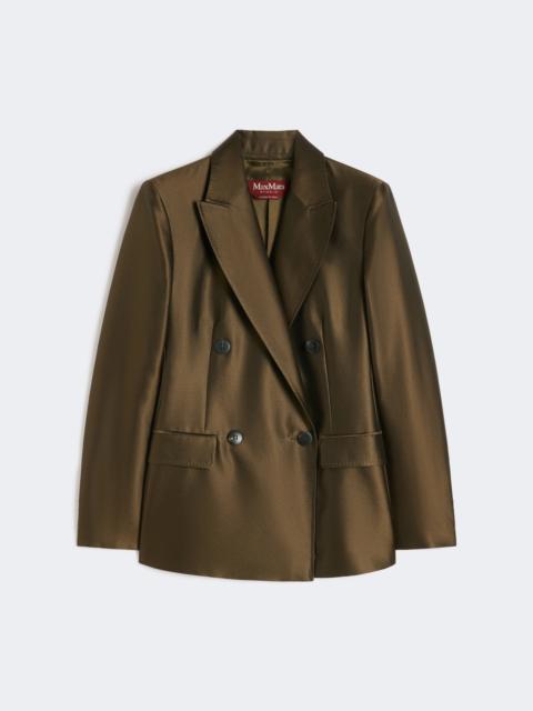 Double-breasted Shantung blazer - KAKI