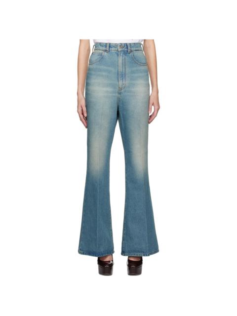 Blue Wide Leg Kick Jeans