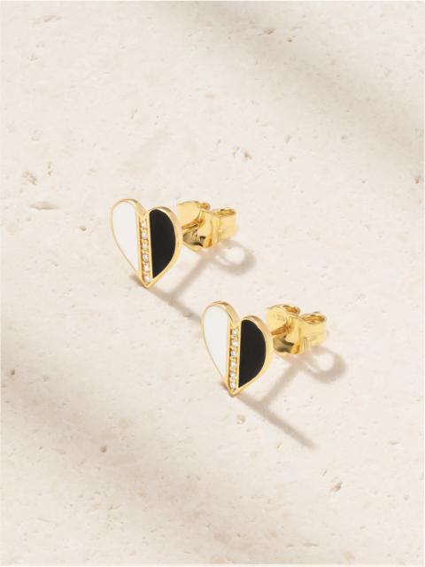 14-karat Gold, Diamond And Enamel Earrings