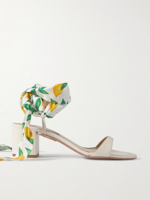 Twilly 50 Printed Silk Twill-trimmed Leather Sandals