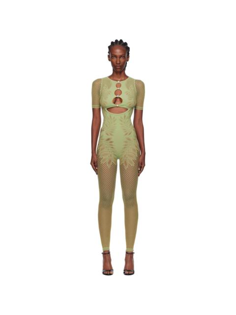Green Dinero Leaves Cut Out Playsuit Jumpsuit