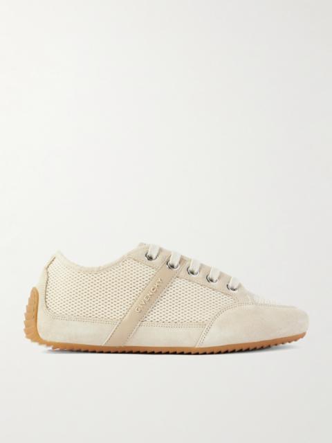 Leather And Suede-trimmed Mesh Sneakers