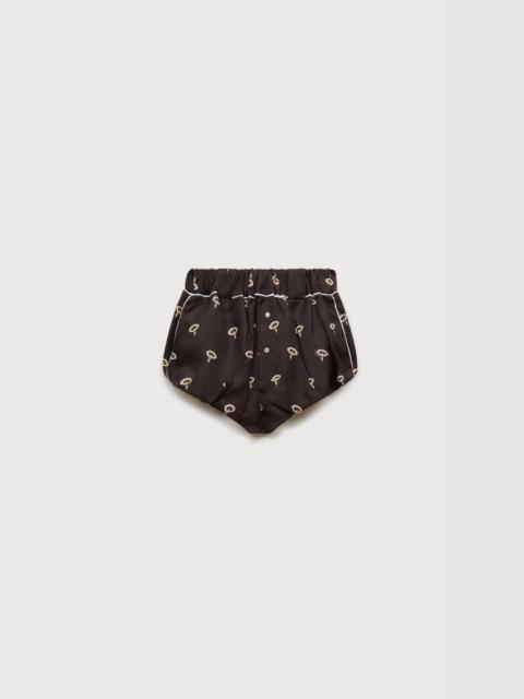 BROWN SILK TWILL BLOOMERS WITH FLORAL PRINT