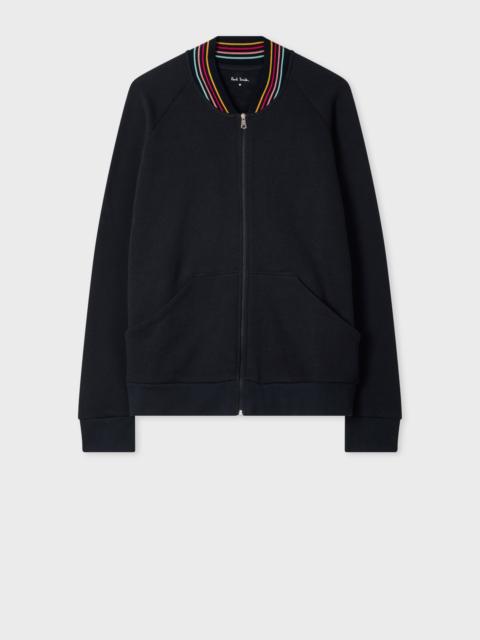 Women's Navy 'Swirl' Ribbed Collar Bomber