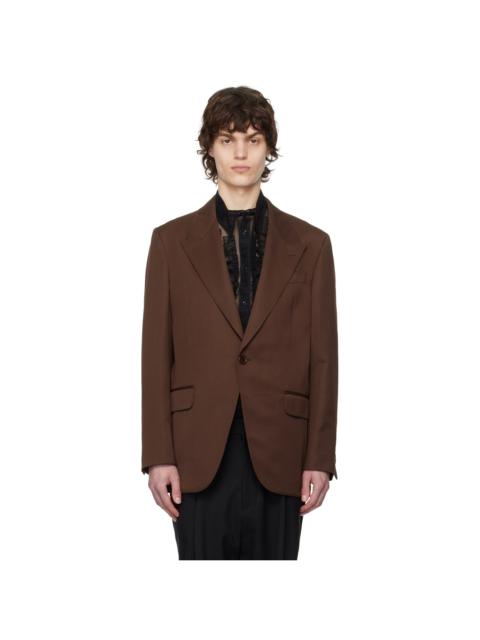 Brown Relaxed Wide Peak Blazer