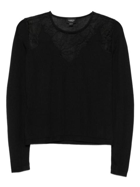 lace-insert long-sleeve top