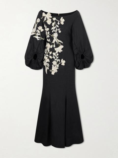 Embroidered Linen Maxi Dress