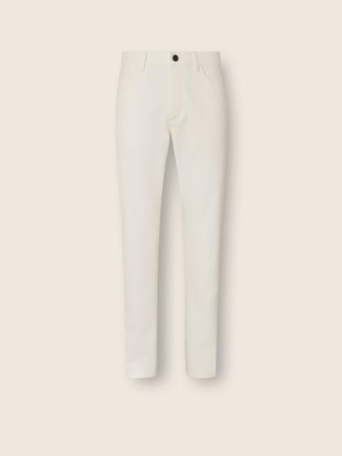 WHITE STONE-WASHED COTTON ROCCIA JEANS