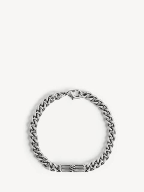 Men's Bb Icon Thin Gourmette Bracelet in Antique Silver