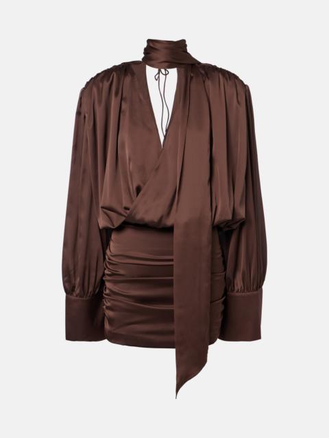 Ruched crepe de chine minidress