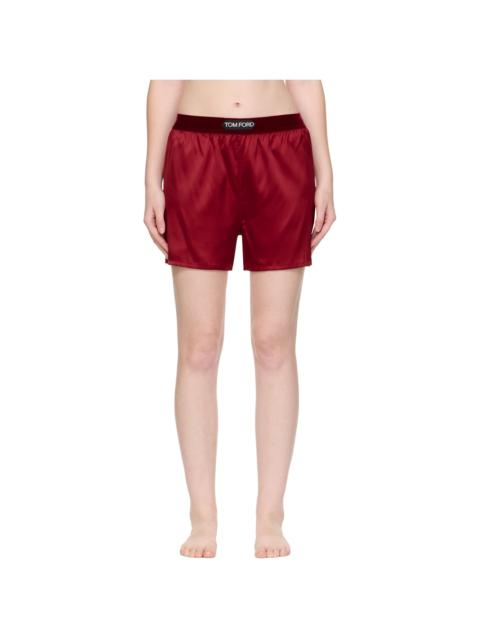 Red Stretch Silk Satin Boxer Shorts