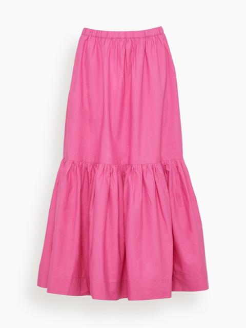 Cotton Poplin Long Flounce Skirt in Cone Flower