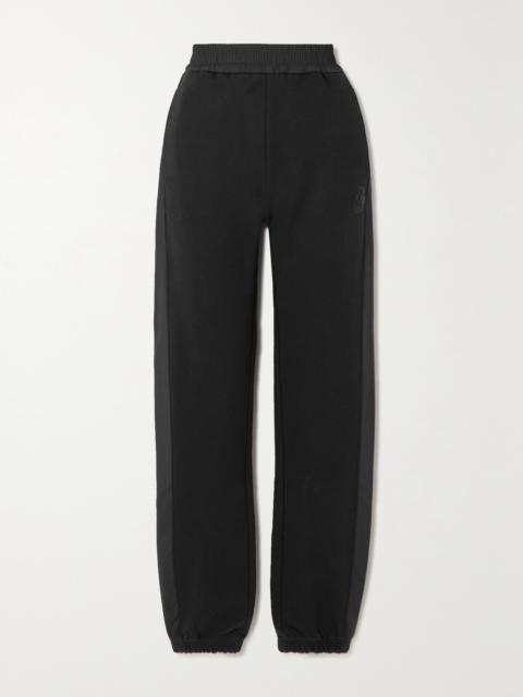 Embellished Shell-trimmed Cotton-jersey Track Pants