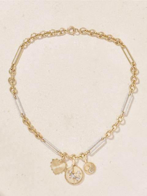 Resilience, Balance And Radiating Heart 18-karat Yellow And White Gold Diamond Necklace