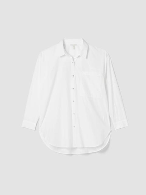 Washed Organic Cotton Poplin Classic Collar Long Shirt