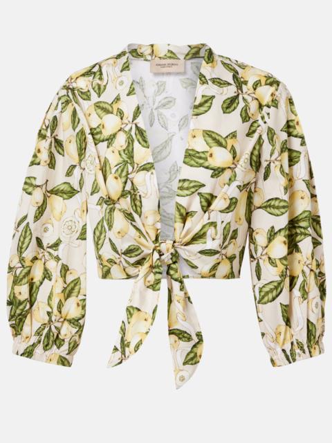 Printed cotton-blend crop top