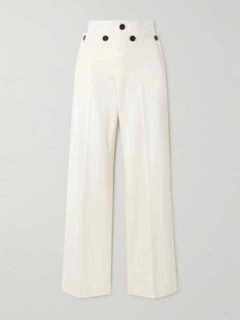 Oliver Button-embellished Wool-blend Gabardine Wide-leg Pants
