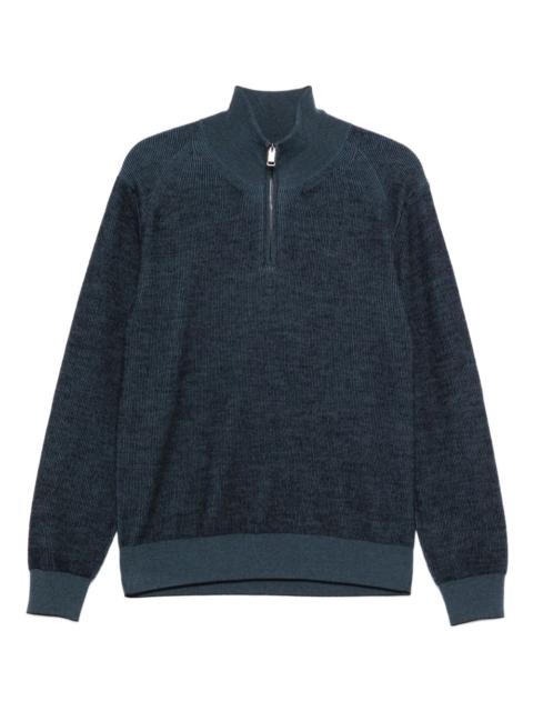 ribbed zip-neck sweater