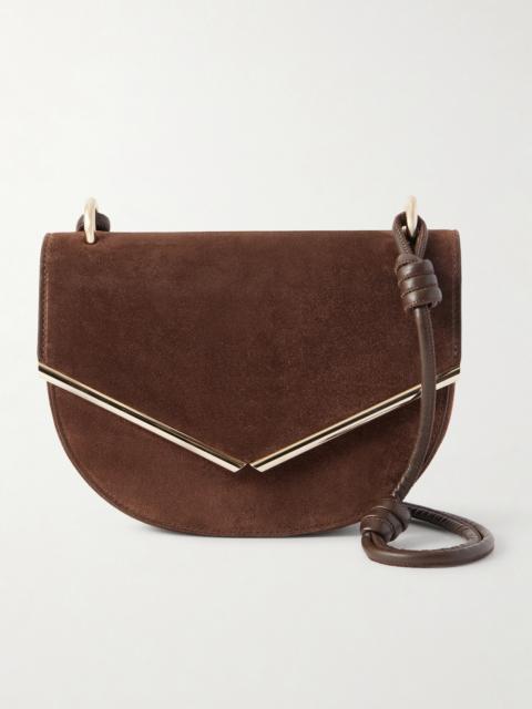 Galerie Leather-trimmed Suede Shoulder Bag