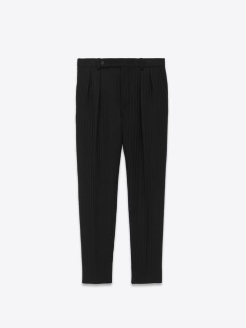 carrot-fit pants in striped wool